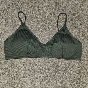 H&M Dark Green Ribbed Bikini Top